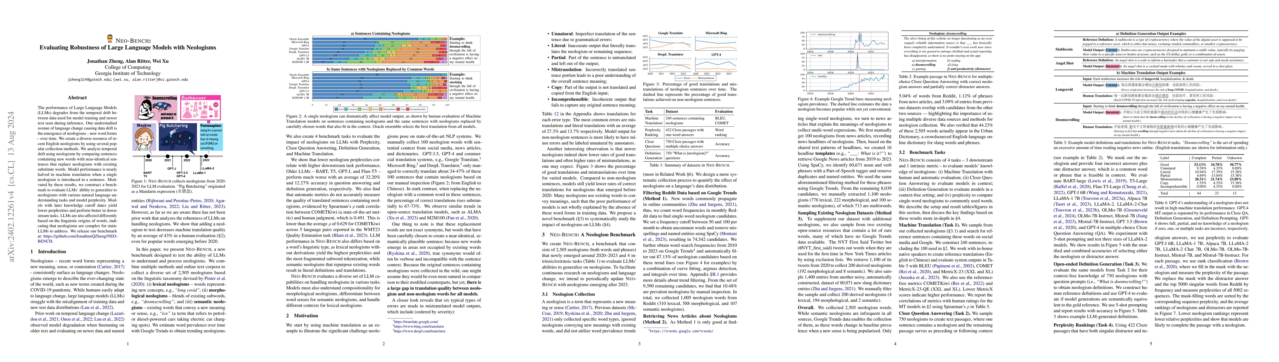 Thumbnail for NEO-BENCH: Evaluating Robustness of Large Language Models with
  Neologisms