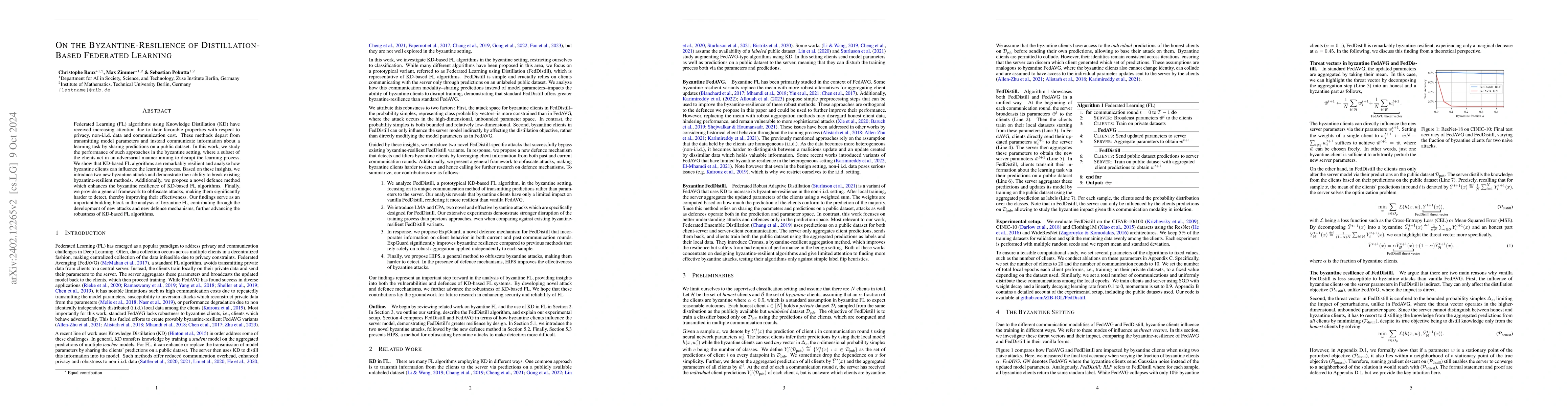 Thumbnail for On the Byzantine-Resilience of Distillation-Based Federated Learning