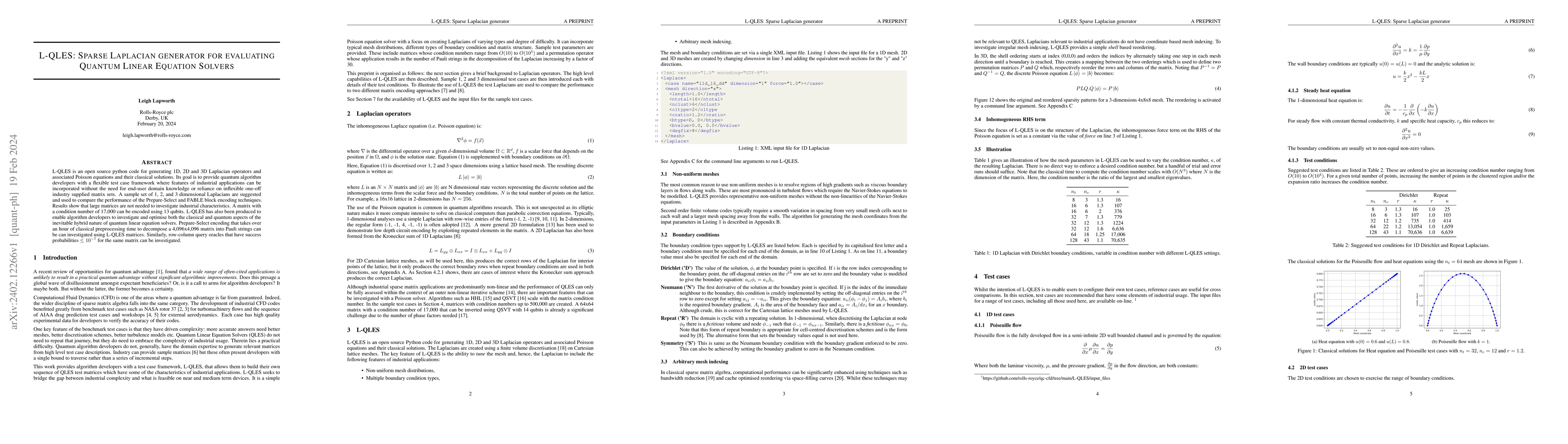 Thumbnail for L-QLES: Sparse Laplacian generator for evaluating Quantum Linear
  Equation Solvers