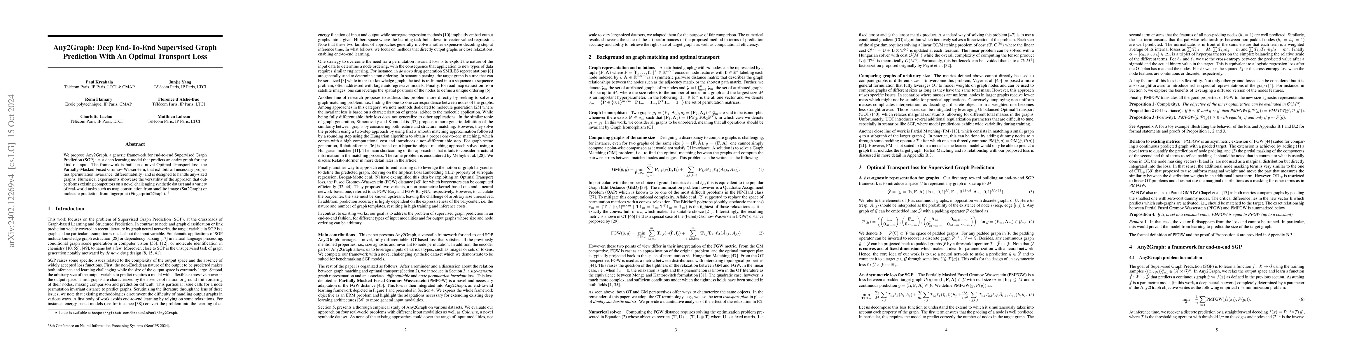 Thumbnail for Any2Graph: Deep End-To-End Supervised Graph Prediction With An Optimal
  Transport Loss