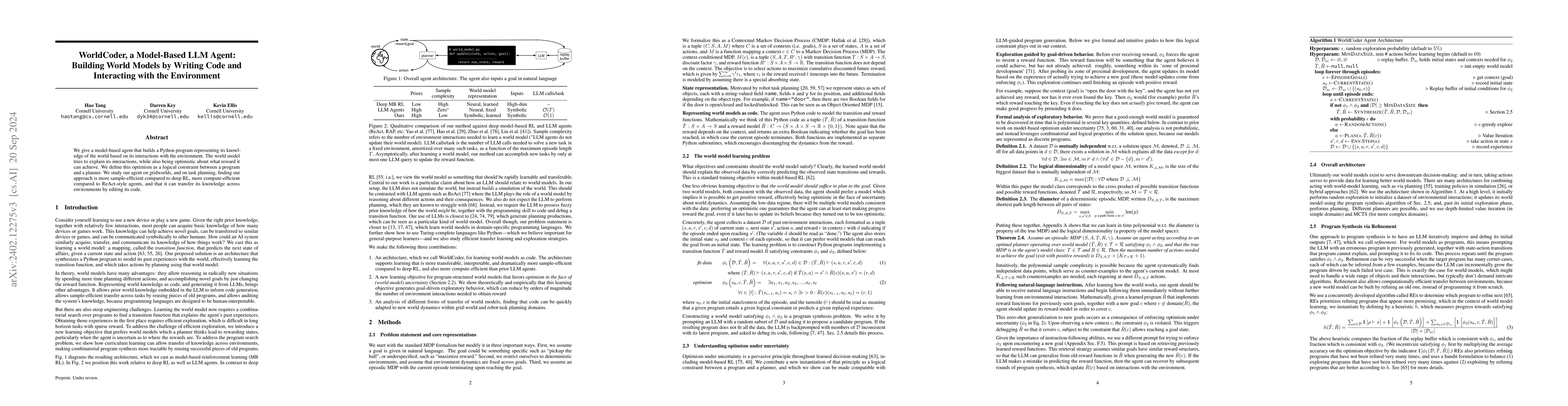 Thumbnail for WorldCoder, a Model-Based LLM Agent: Building World Models by Writing
  Code and Interacting with the Environment
