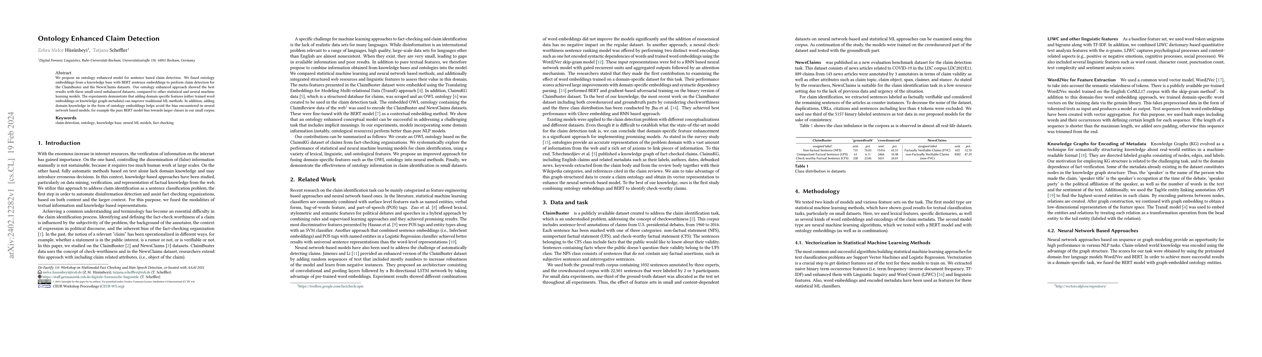 Thumbnail for Ontology Enhanced Claim Detection