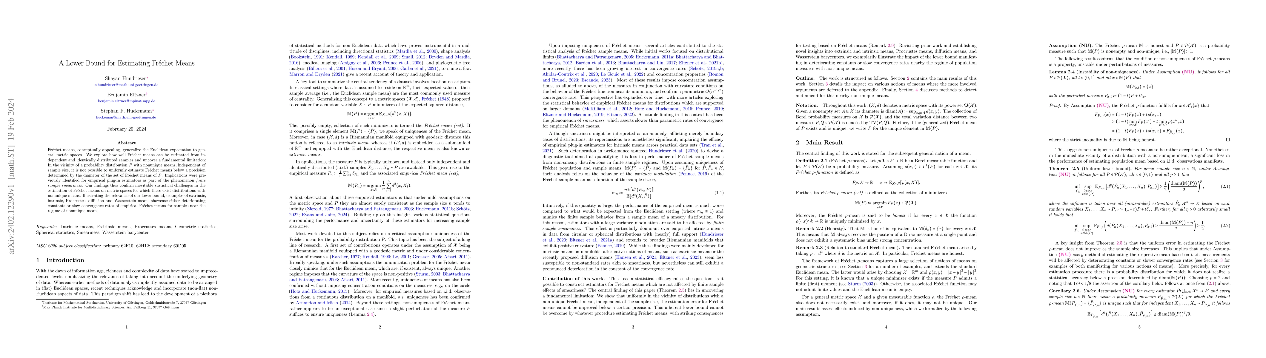 Thumbnail for A Lower Bound for Estimating Fr\'echet Means