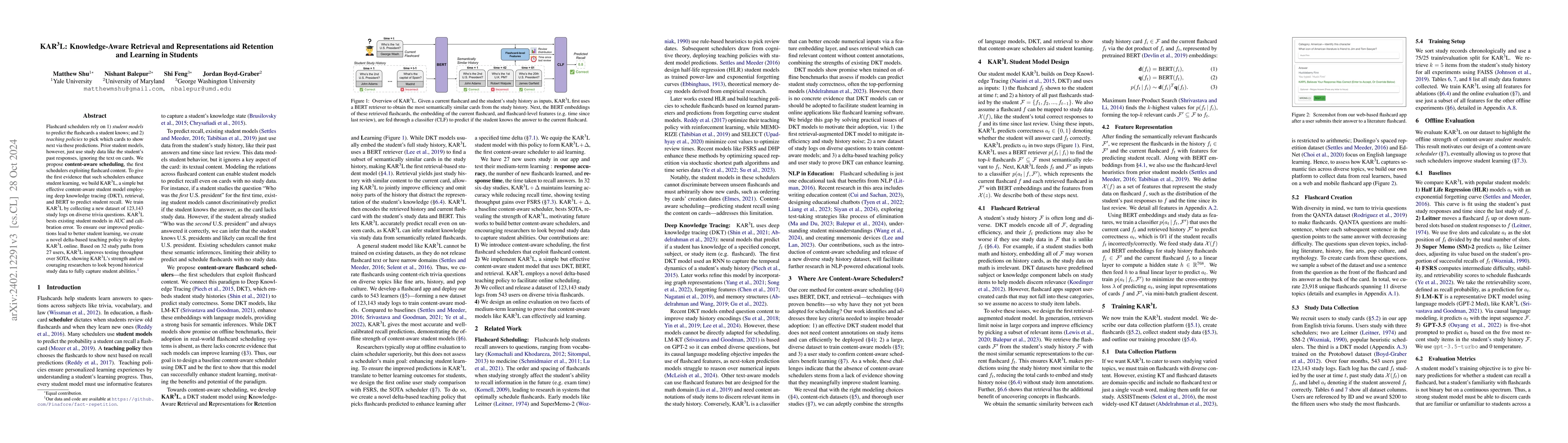 Thumbnail for KARL: Knowledge-Aware Retrieval and Representations aid Retention and
  Learning in Students