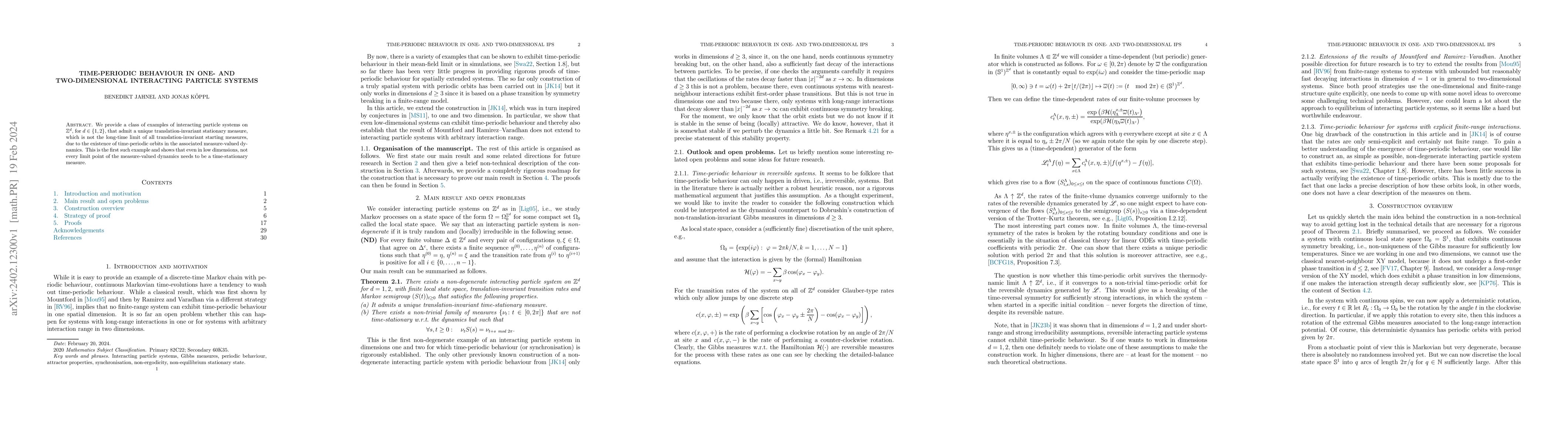Thumbnail for Time-periodic behaviour in one- and two-dimensional interacting particle
  systems