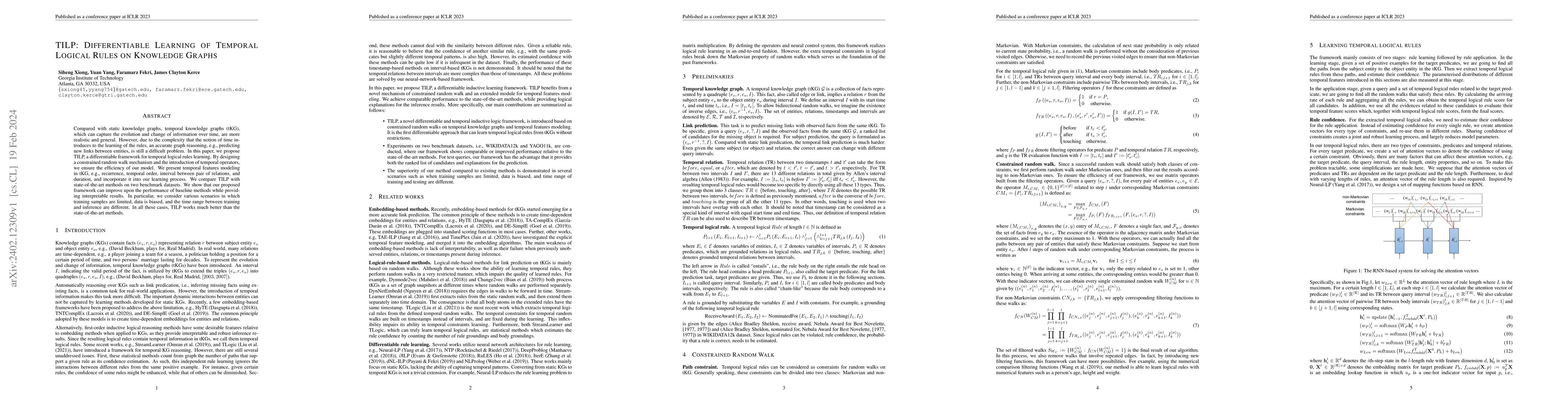 Thumbnail for TILP: Differentiable Learning of Temporal Logical Rules on Knowledge
  Graphs