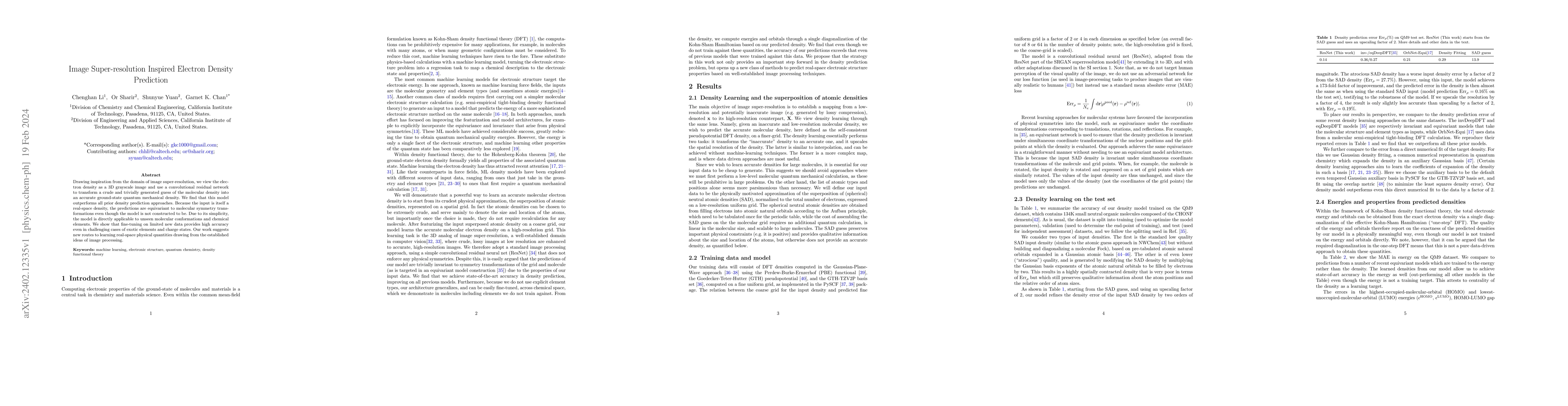 Thumbnail for Image Super-resolution Inspired Electron Density Prediction