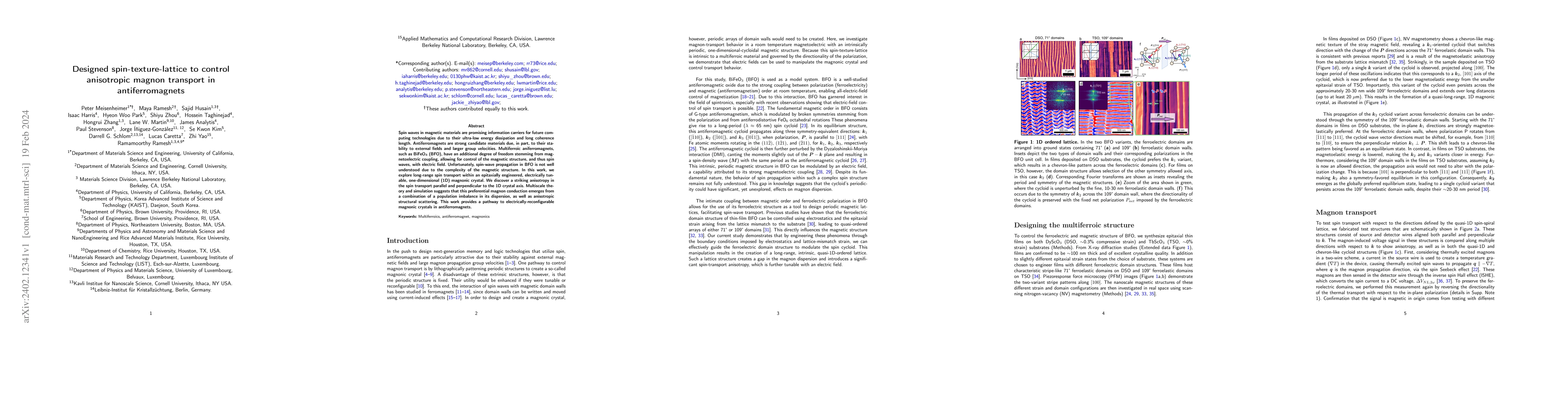 Thumbnail for Designed spin-texture-lattice to control anisotropic magnon transport in
  antiferromagnets