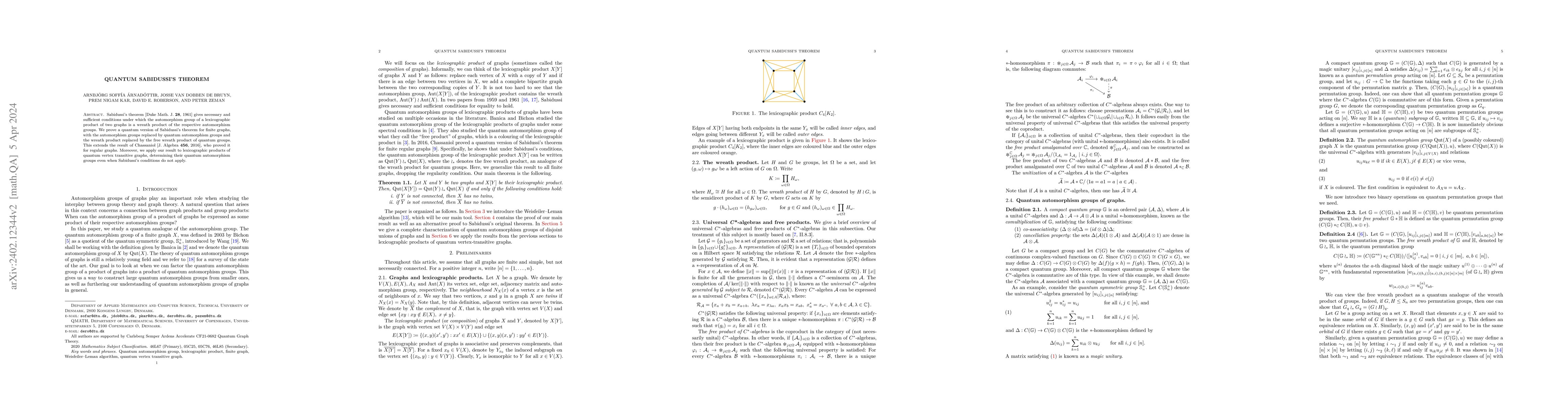 Thumbnail for Quantum Sabidussi's Theorem