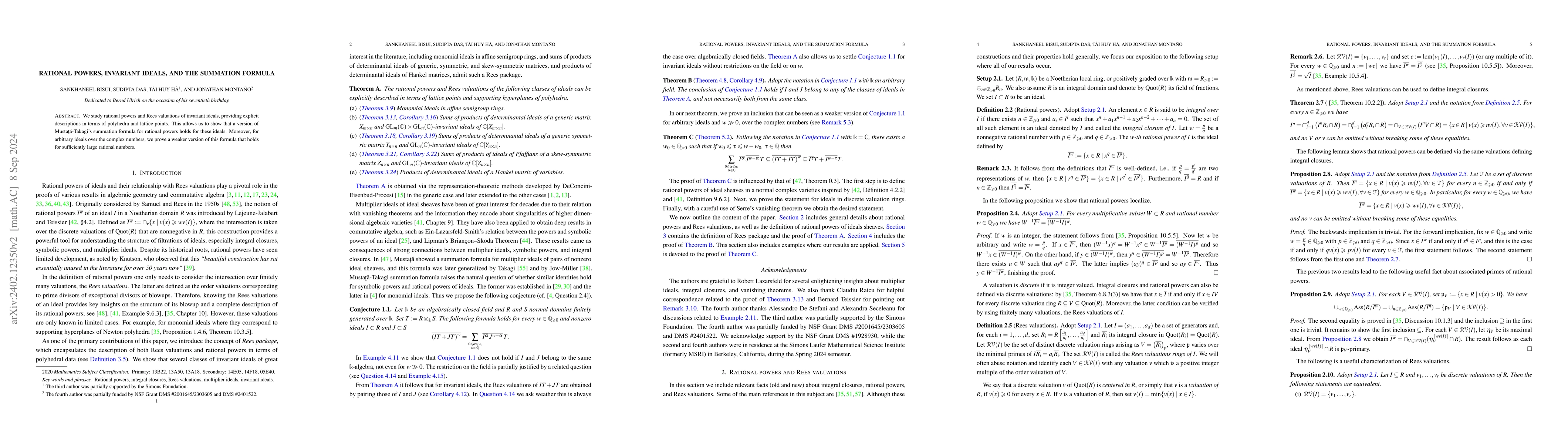 Thumbnail for Rational powers, invariant ideals, and the summation formula