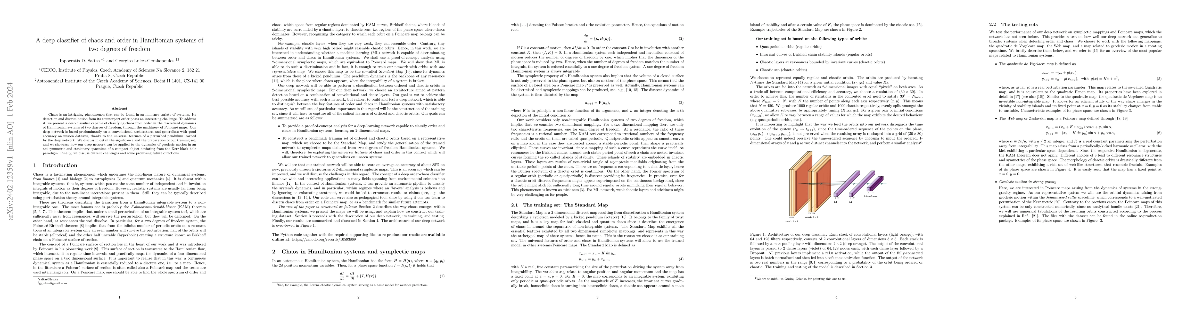 Thumbnail for A deep classifier of chaos and order in Hamiltonian systems of two
  degrees of freedom