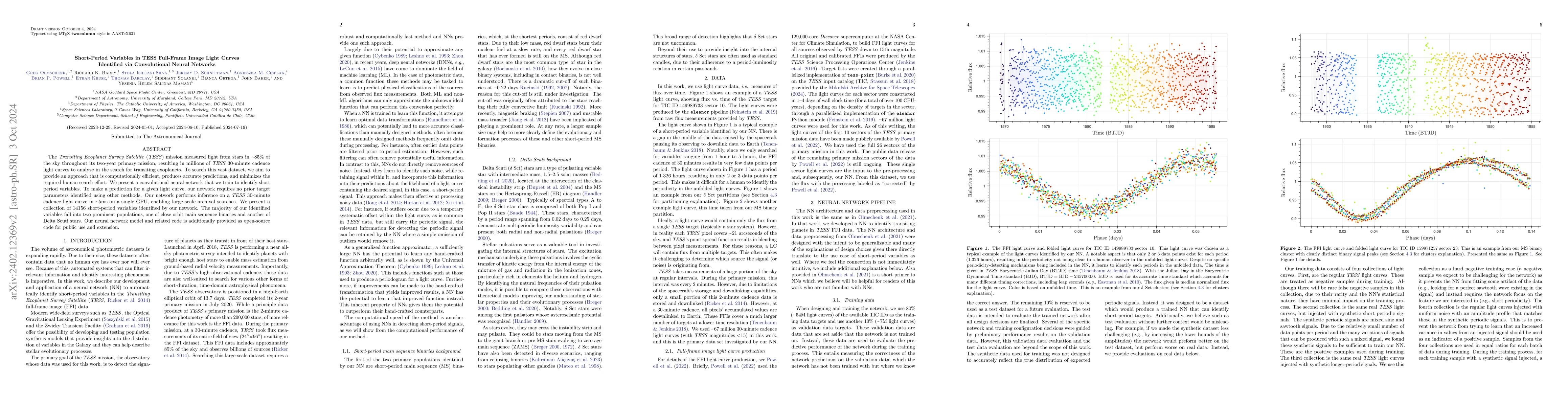 Thumbnail for Short-Period Variables in TESS Full-Frame Image Light Curves Identified
  via Convolutional Neural Networks
