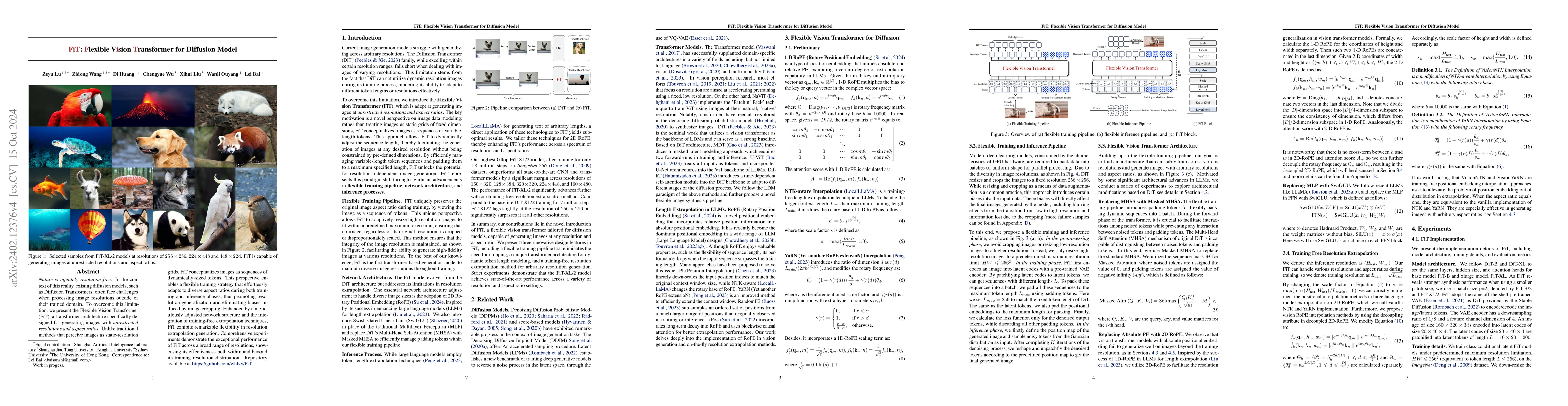 Thumbnail for FiT: Flexible Vision Transformer for Diffusion Model