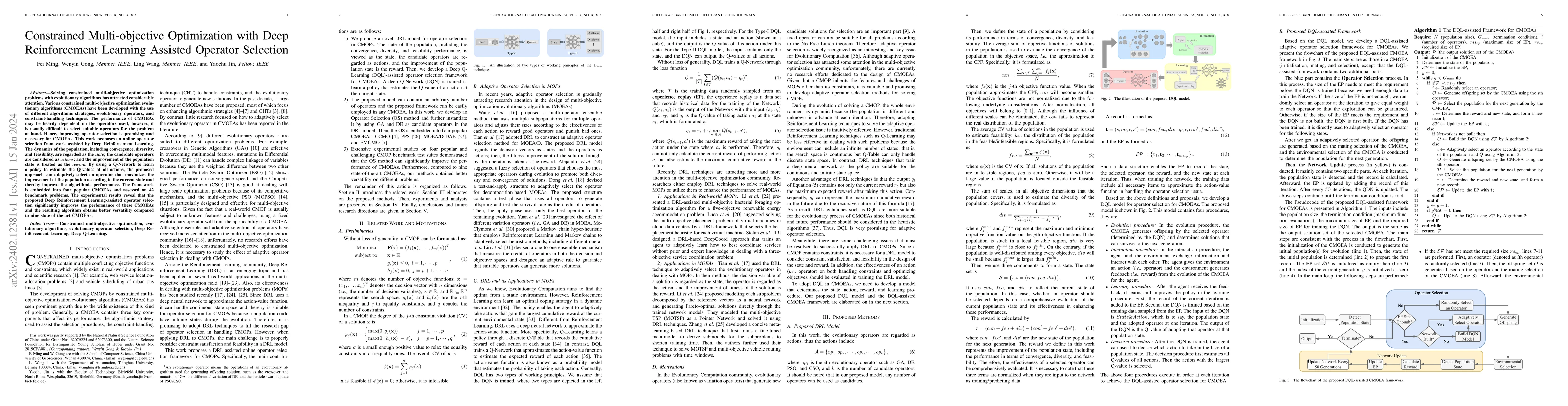 Thumbnail for Constrained Multi-objective Optimization with Deep Reinforcement
  Learning Assisted Operator Selection