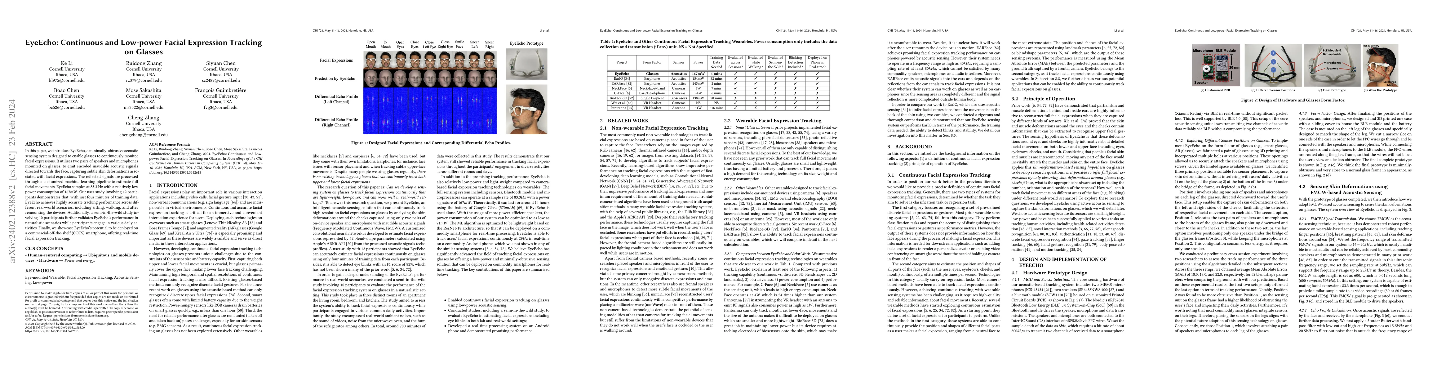 Thumbnail for EyeEcho: Continuous and Low-power Facial Expression Tracking on Glasses