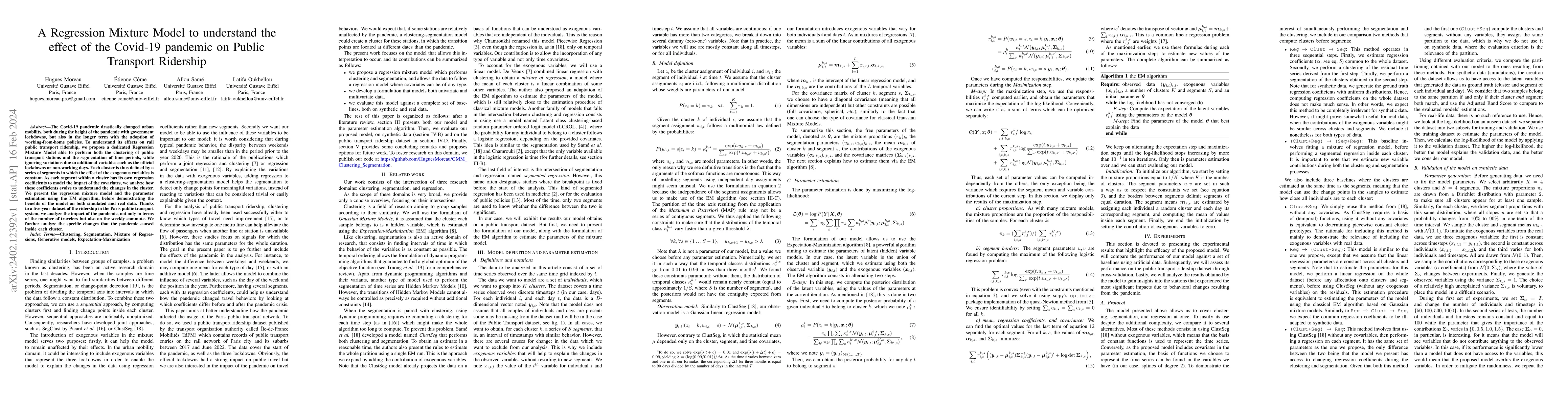 Thumbnail for A Regression Mixture Model to understand the effect of the Covid-19
  pandemic on Public Transport Ridership