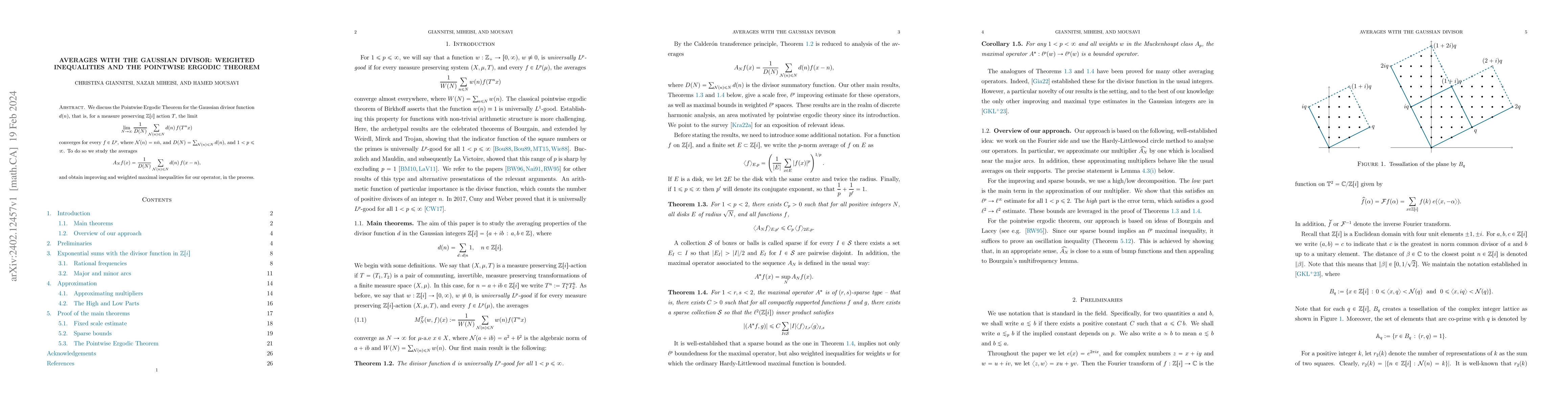 Thumbnail for Averages with the Gaussian divisor: Weighted Inequalities and the
  Pointwise Ergodic Theorem