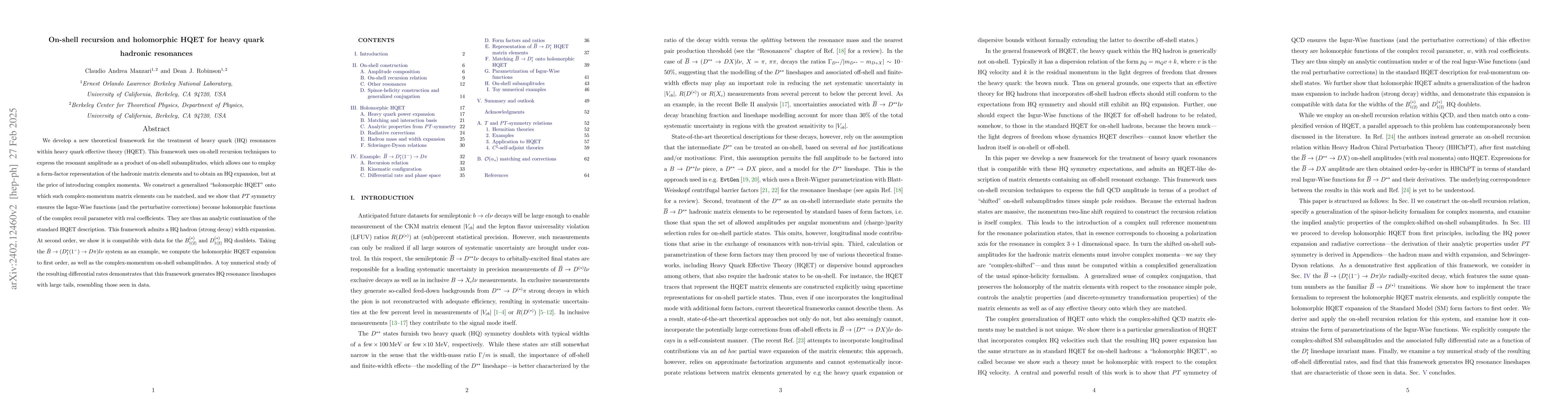 Thumbnail for On-shell recursion and holomorphic HQET for heavy quark hadronic
  resonances