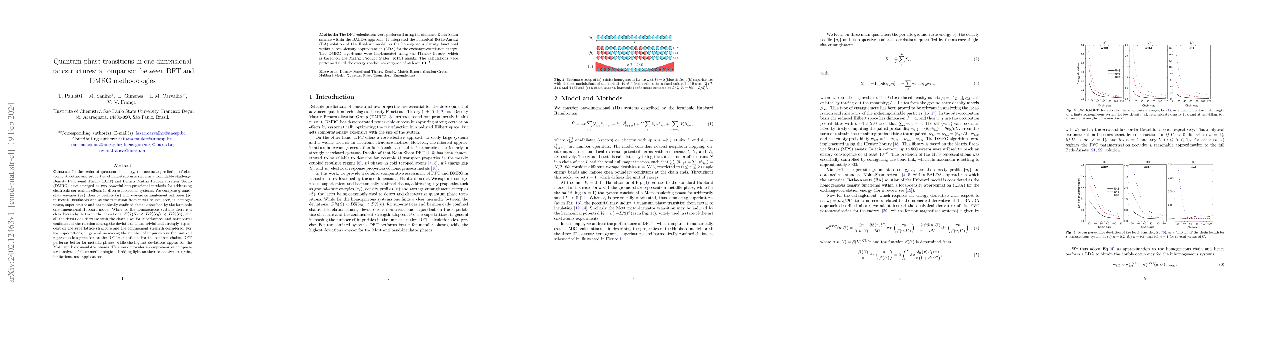 Thumbnail for Quantum phase transitions in one-dimensional nanostructures: a
  comparison between DFT and DMRG methodologies