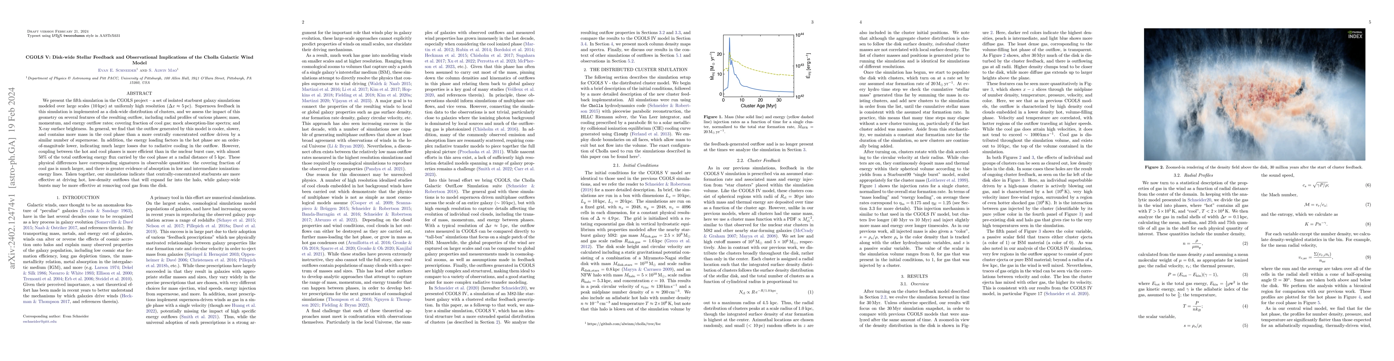 Thumbnail for CGOLS V: Disk-wide Stellar Feedback and Observational Implications of
  the Cholla Galactic Wind Model