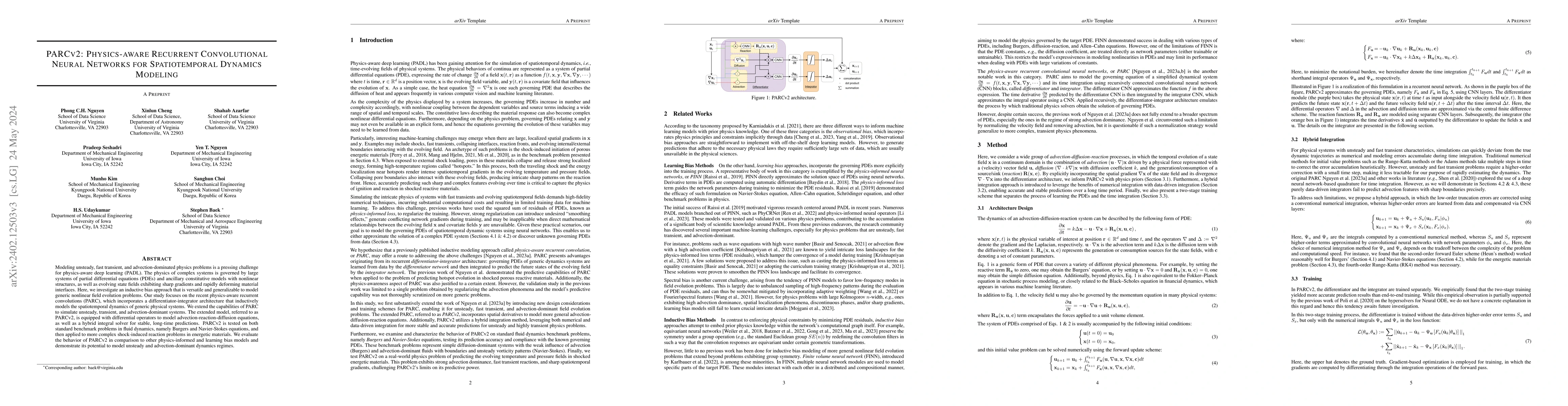 Thumbnail for PARCv2: Physics-aware Recurrent Convolutional Neural Networks for
  Spatiotemporal Dynamics Modeling