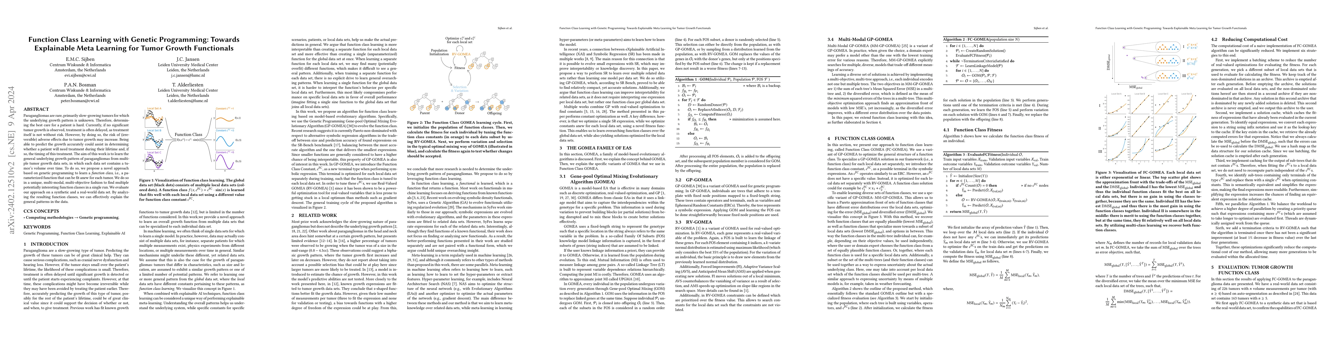 Thumbnail for Function Class Learning with Genetic Programming: Towards Explainable
  Meta Learning for Tumor Growth Functionals