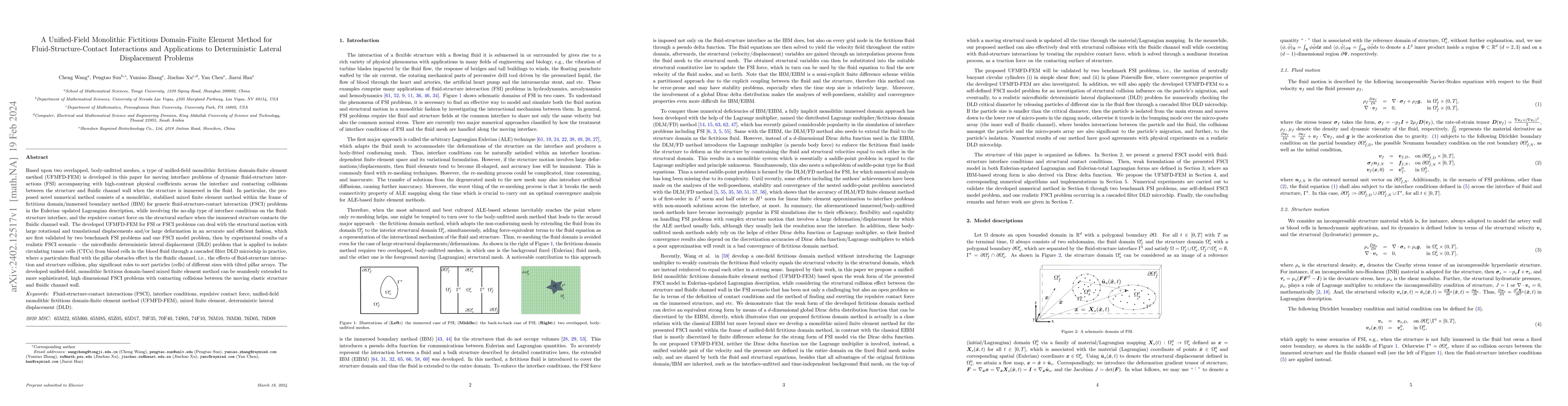 Thumbnail for A Unified-Field Monolithic Fictitious Domain-Finite Element Method for
  Fluid-Structure-Contact Interactions and Applications to Deterministic
  Lateral Displacement Problems