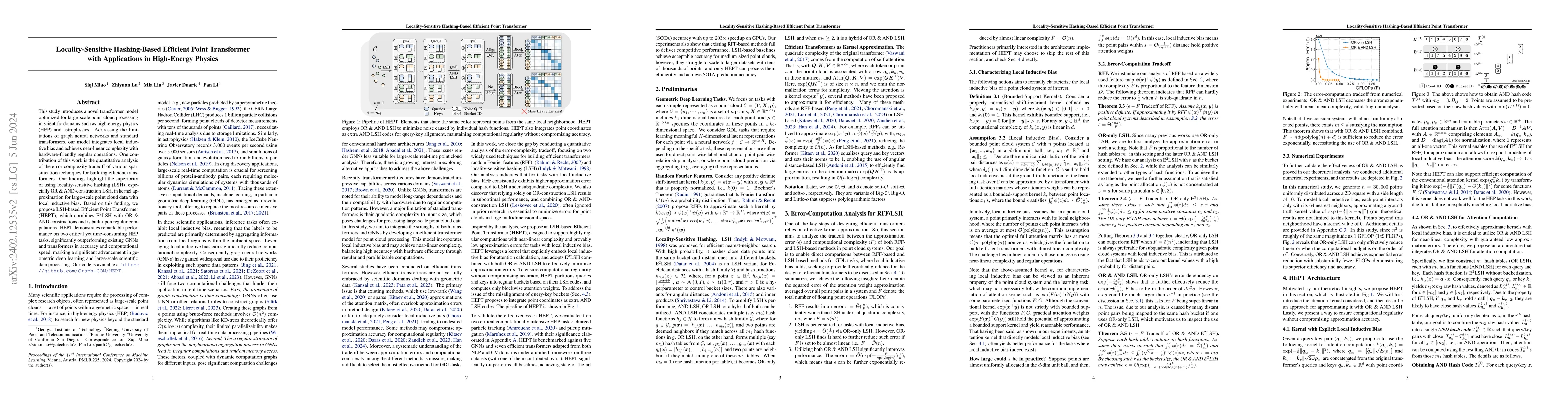 Thumbnail for Locality-Sensitive Hashing-Based Efficient Point Transformer with
  Applications in High-Energy Physics