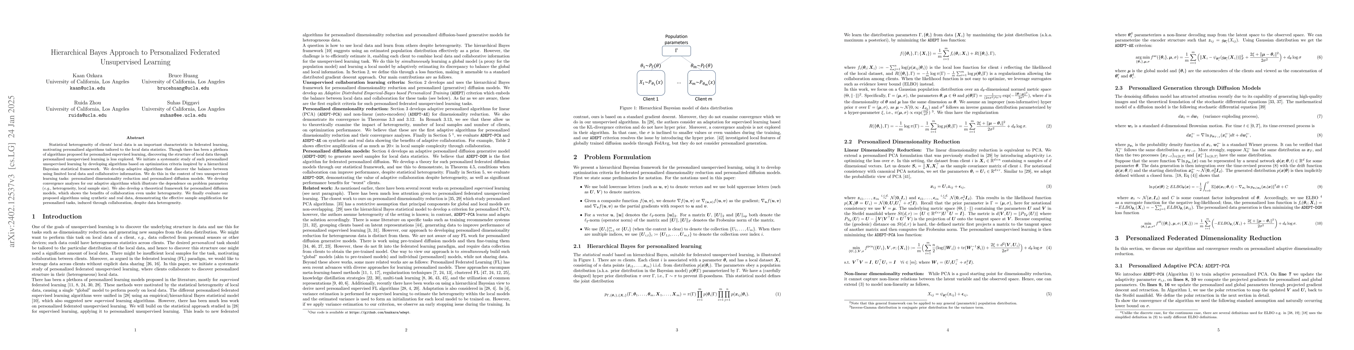 Thumbnail for Hierarchical Bayes Approach to Personalized Federated Unsupervised
  Learning