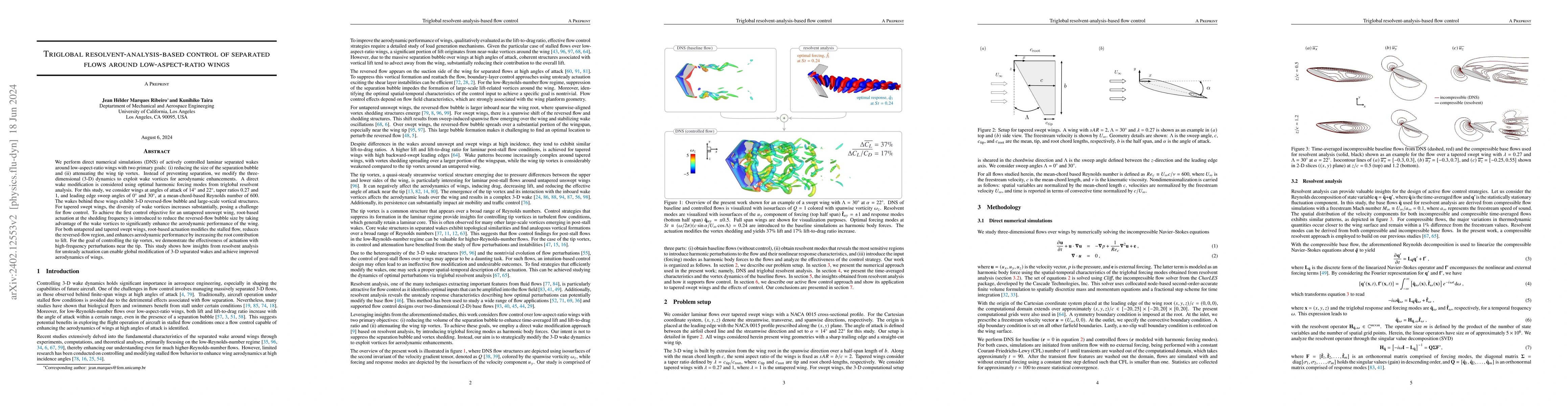 Thumbnail for Triglobal resolvent-analysis-based control of separated flows around
  low-aspect-ratio wings