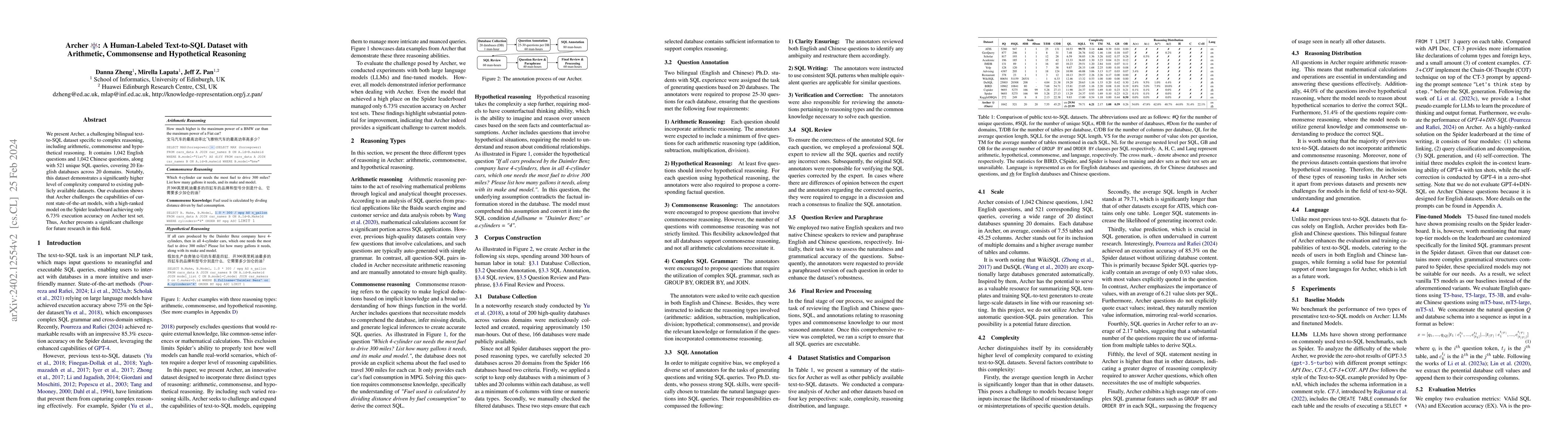 Thumbnail for Archer: A Human-Labeled Text-to-SQL Dataset with Arithmetic, Commonsense
  and Hypothetical Reasoning