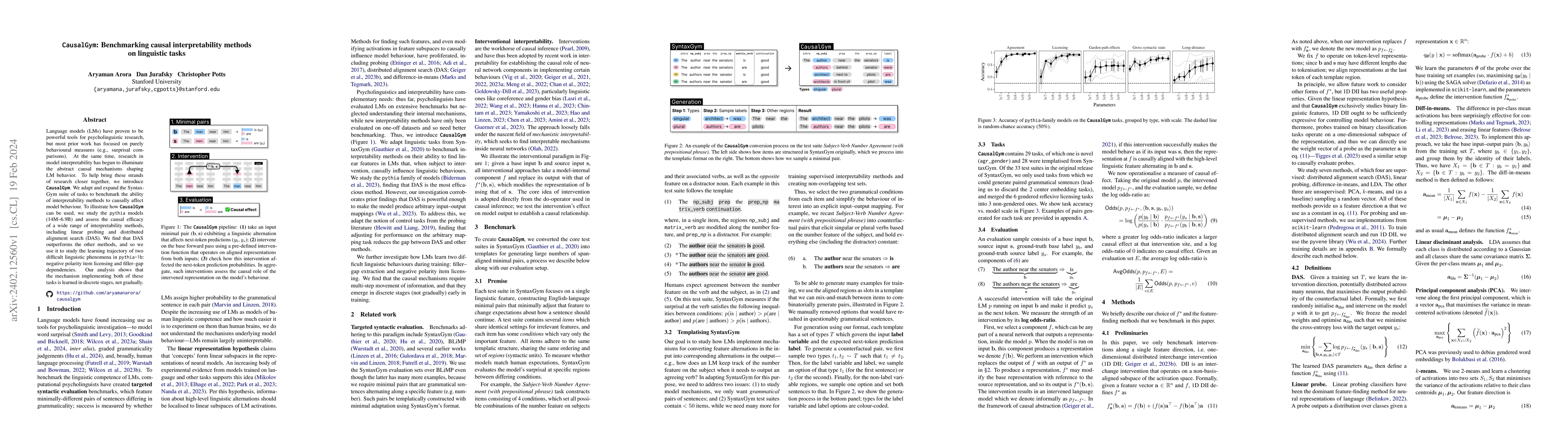 Thumbnail for CausalGym: Benchmarking causal interpretability methods on linguistic
  tasks