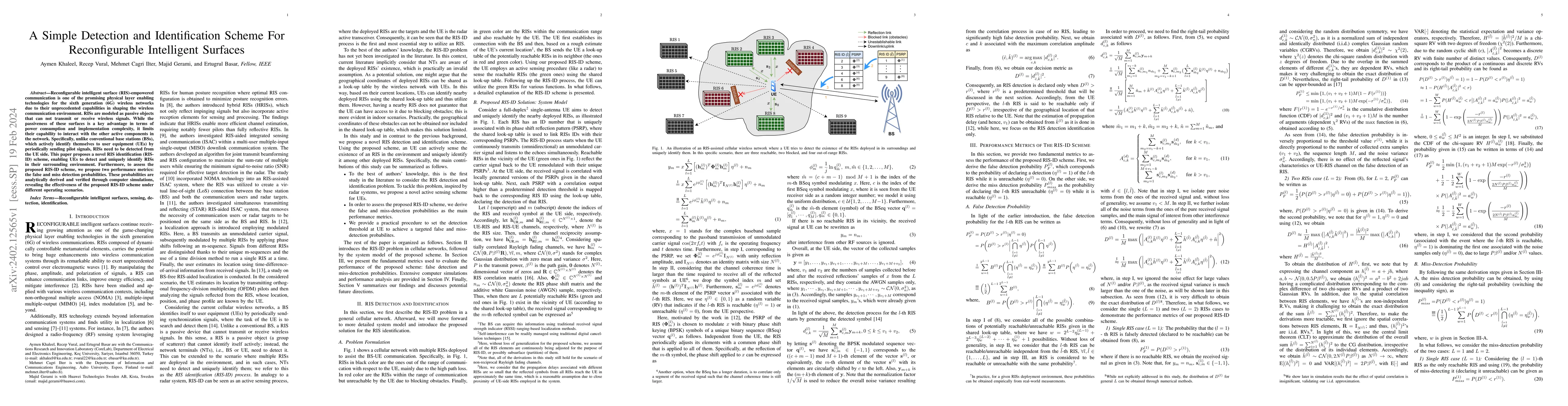Thumbnail for A Simple Detection and Identification Scheme For Reconfigurable
  Intelligent Surfaces