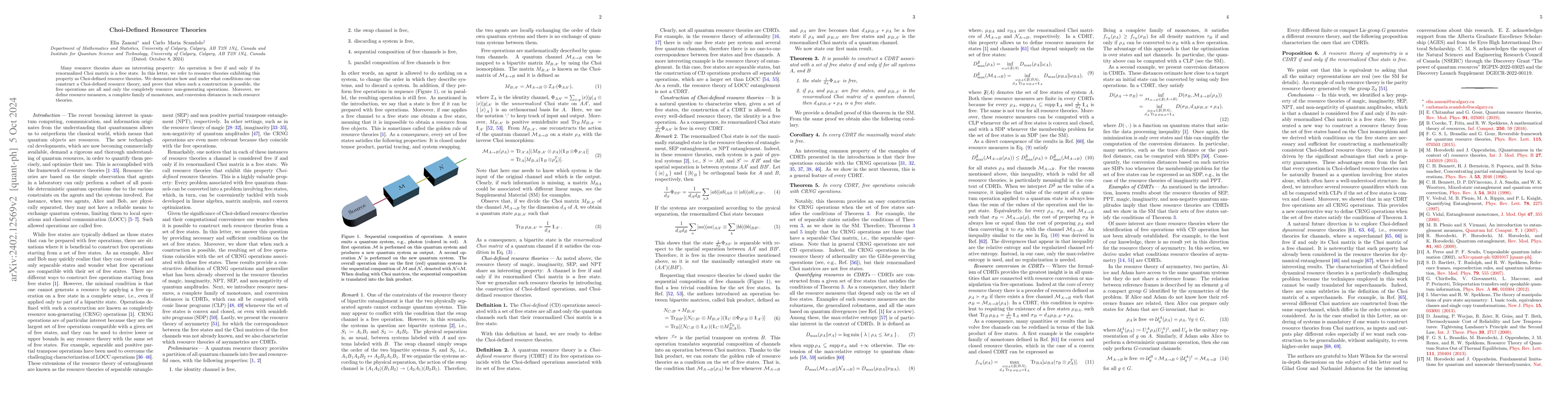Thumbnail for Choi-Defined Resource Theories