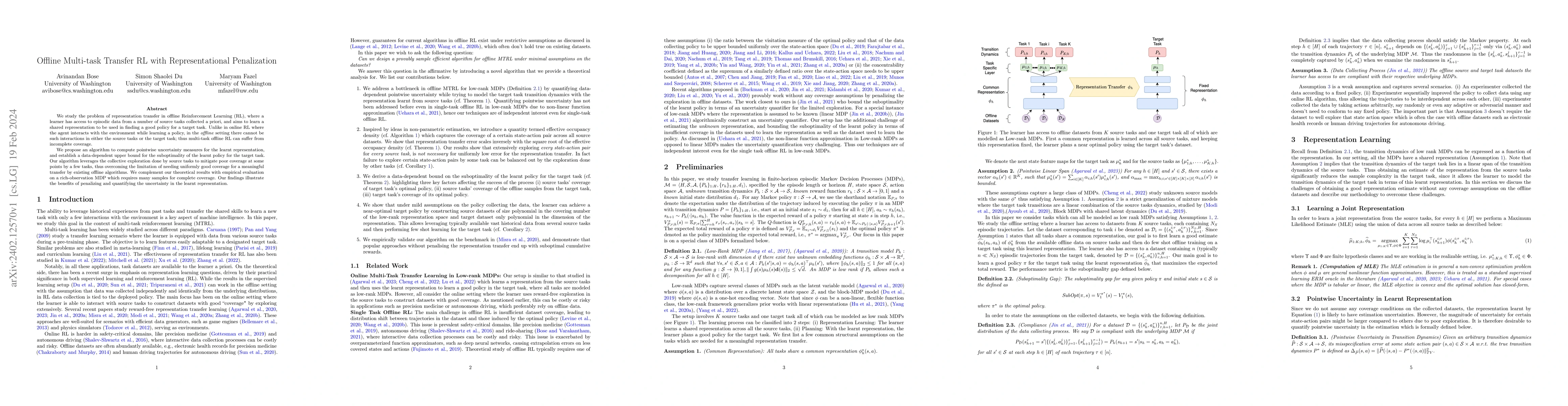 Thumbnail for Offline Multi-task Transfer RL with Representational Penalization