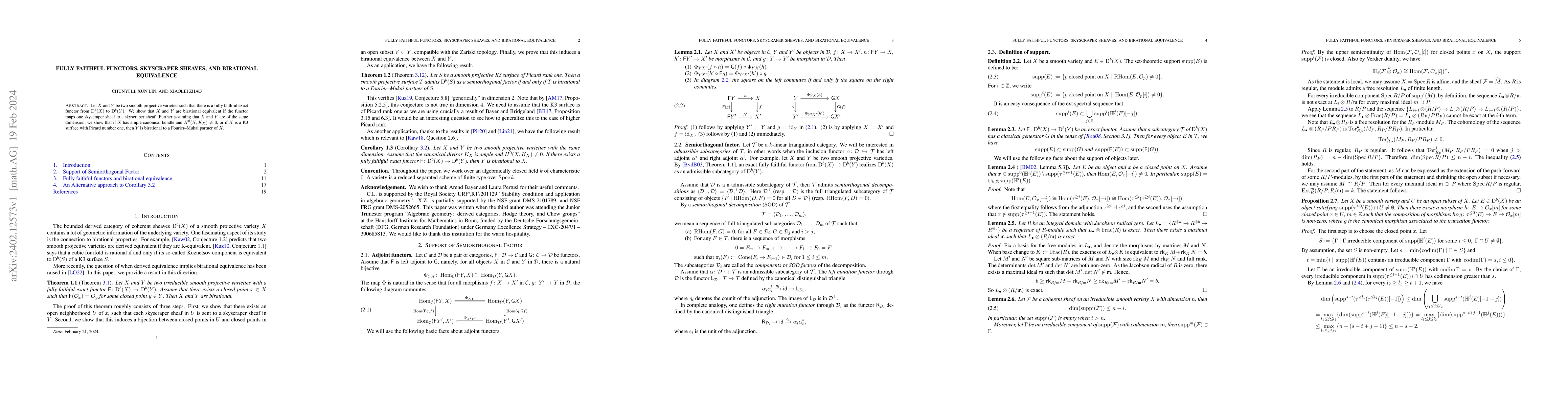 Thumbnail for Fully faithful functors, skyscraper sheaves, and birational equivalence