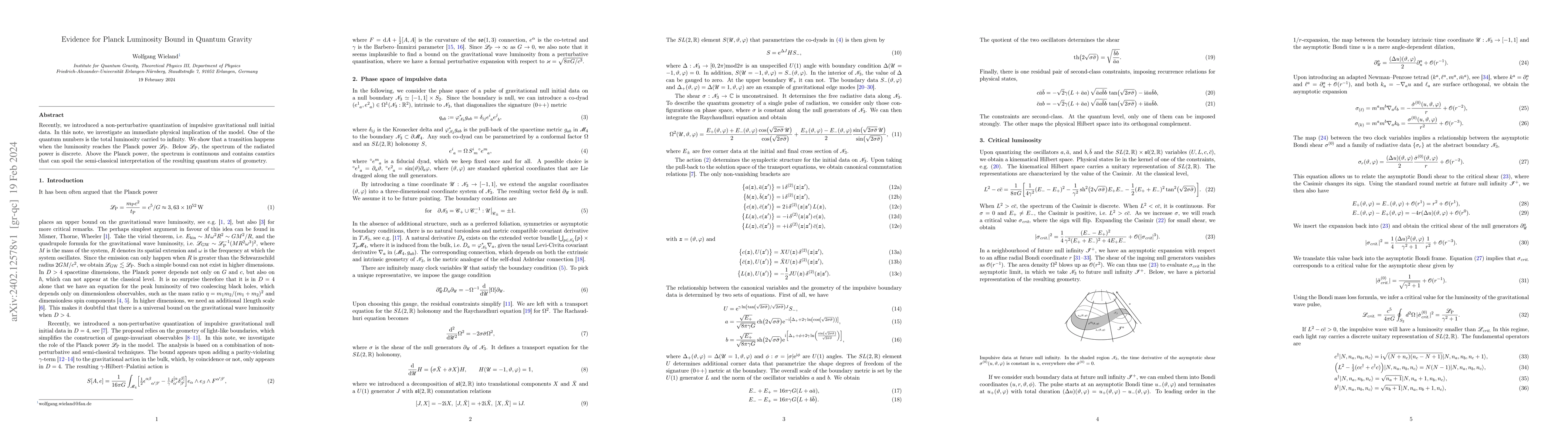 Thumbnail for Evidence for Planck Luminosity Bound in Quantum Gravity