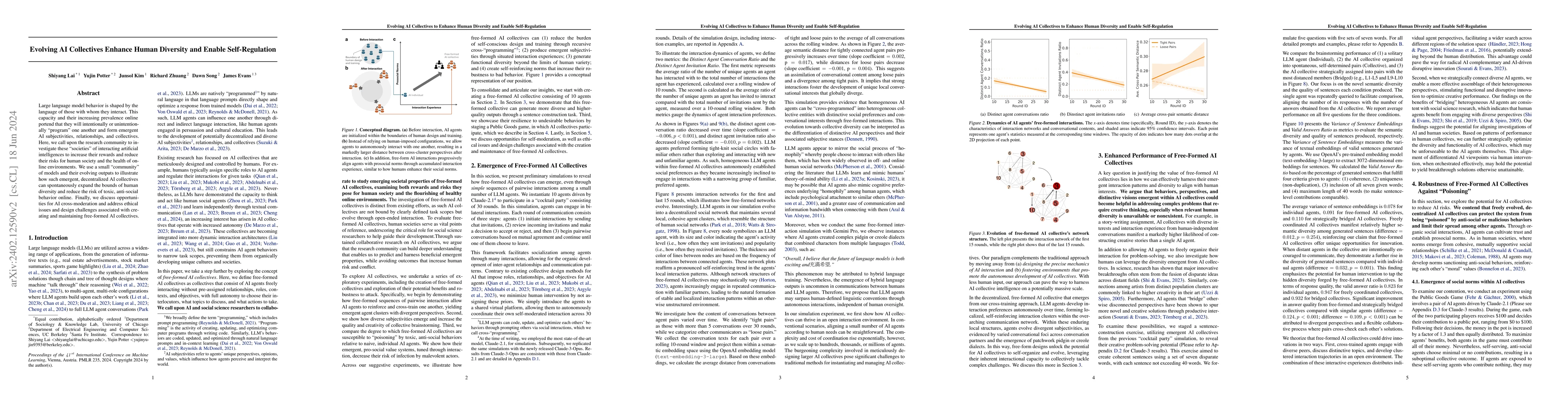 Thumbnail for Evolving AI Collectives to Enhance Human Diversity and Enable
  Self-Regulation