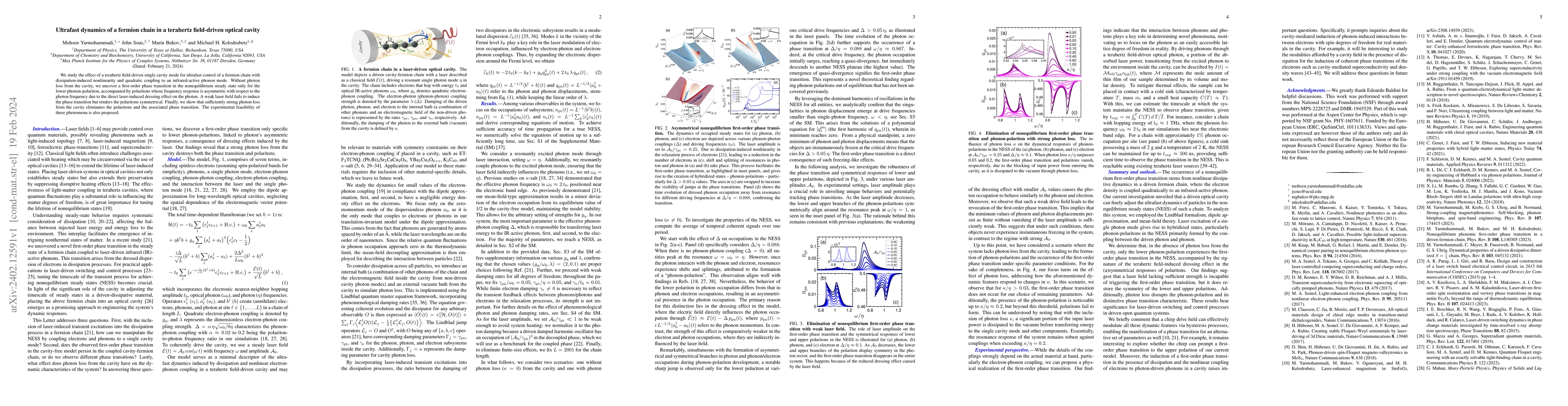 Thumbnail for Ultrafast dynamics of a fermion chain in a terahertz field-driven
  optical cavity