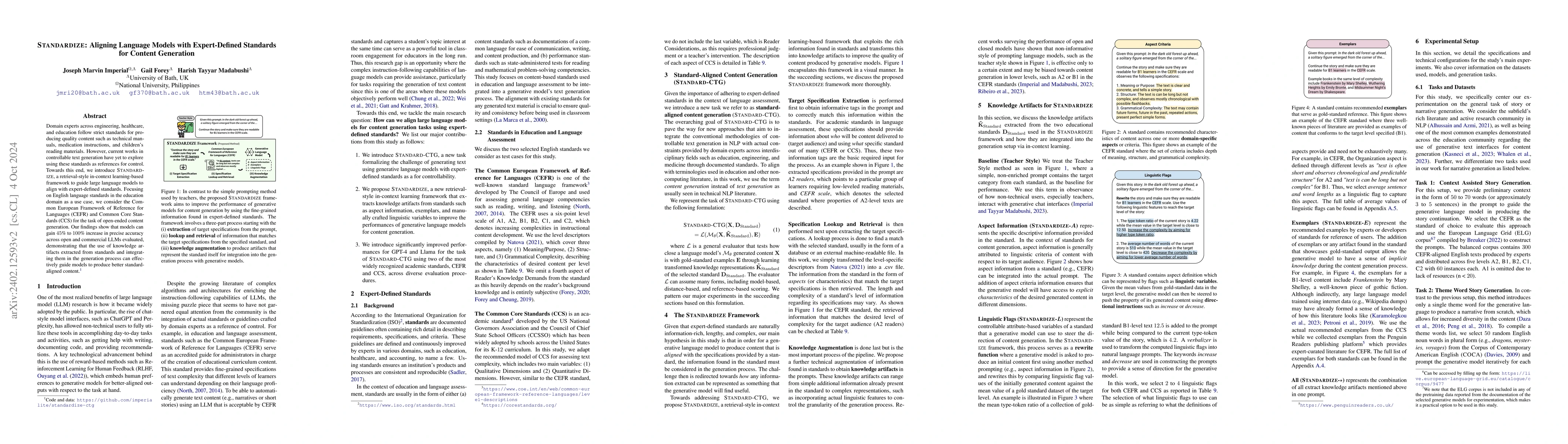 Thumbnail for Standardize: Aligning Language Models with Expert-Defined Standards for
  Content Generation