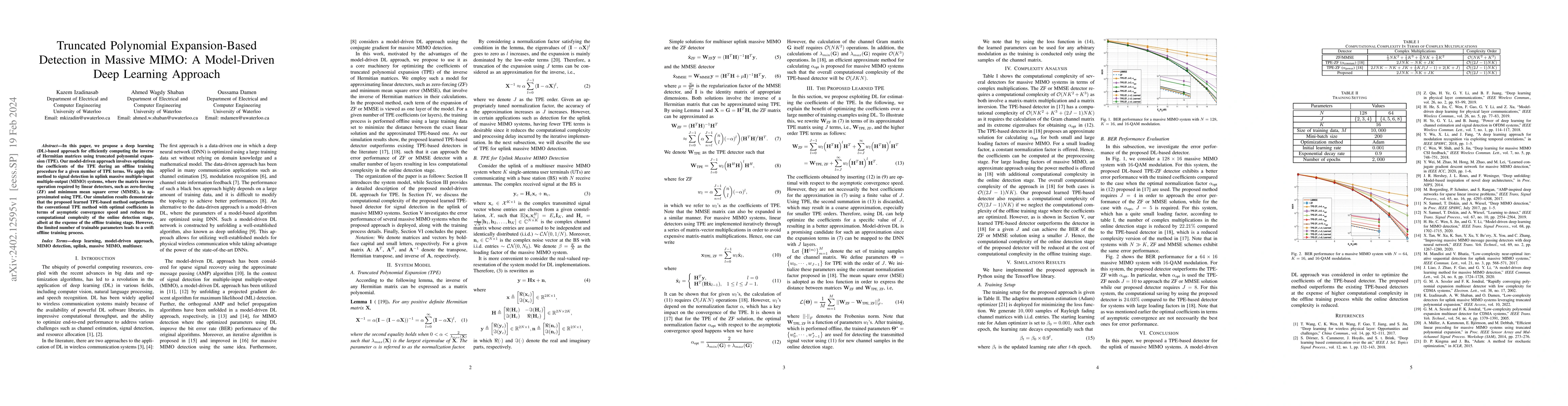 Thumbnail for Truncated Polynomial Expansion-Based Detection in Massive MIMO: A
  Model-Driven Deep Learning Approach