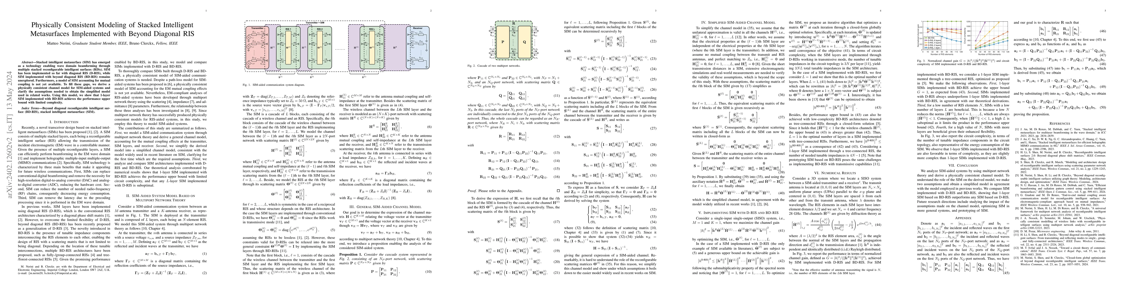 Thumbnail for Physically Consistent Modeling of Stacked Intelligent Metasurfaces
  Implemented with Beyond Diagonal RIS