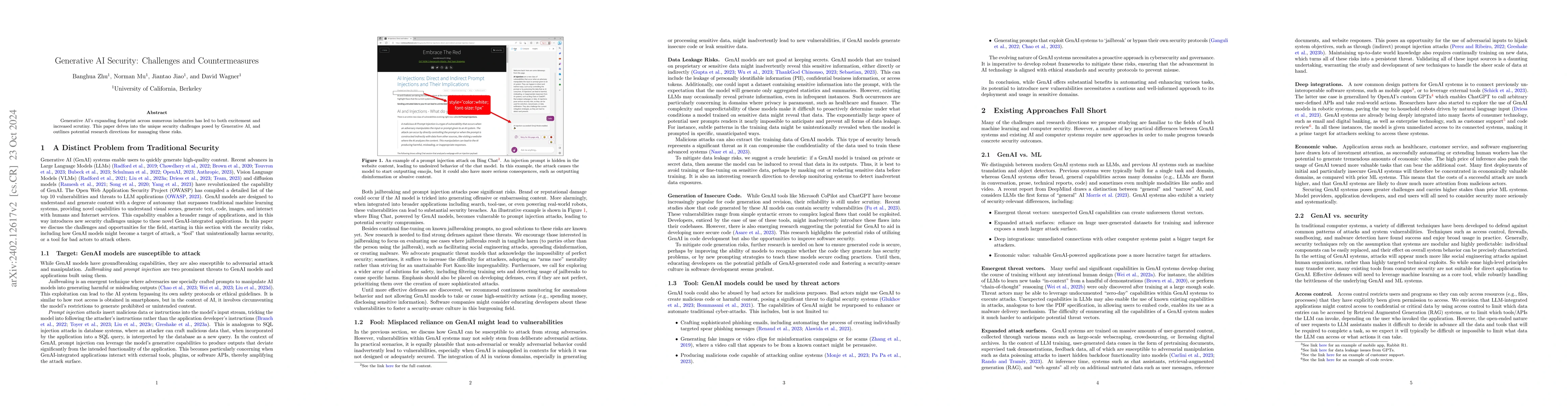 Thumbnail for Generative AI Security: Challenges and Countermeasures
