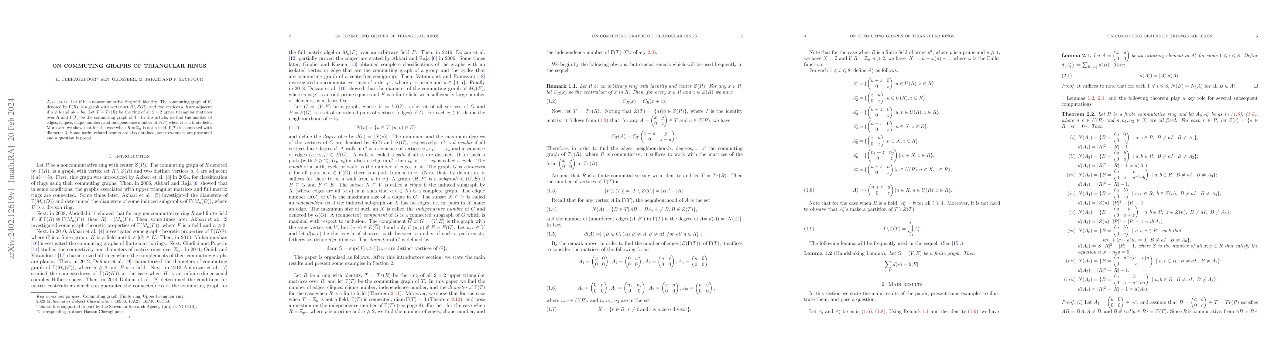 Thumbnail for On Commuting graphs of triangular rings