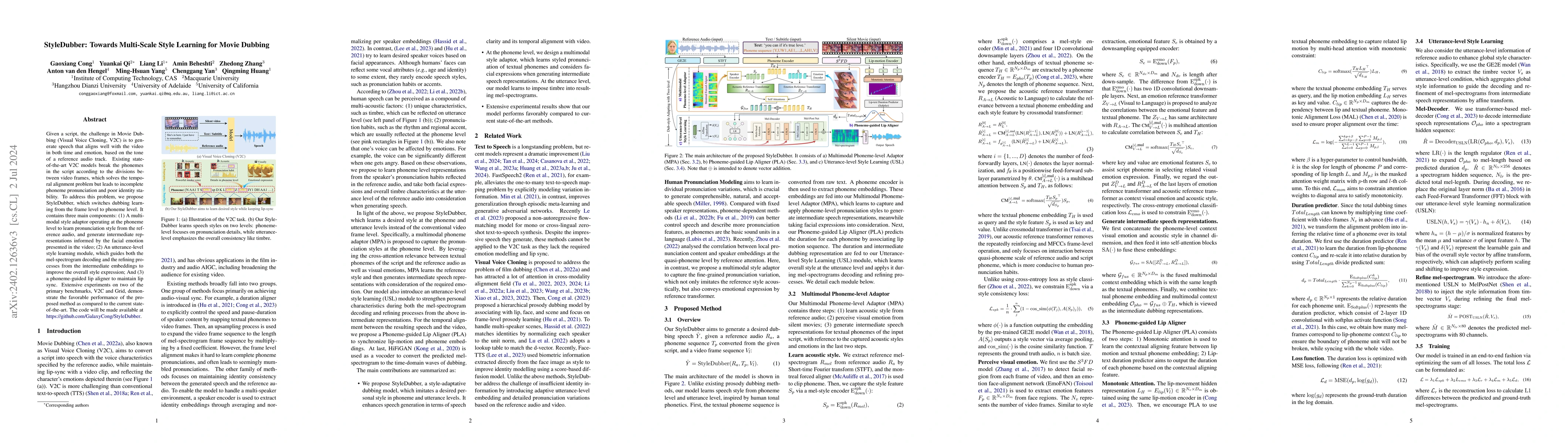 Thumbnail for StyleDubber: Towards Multi-Scale Style Learning for Movie Dubbing