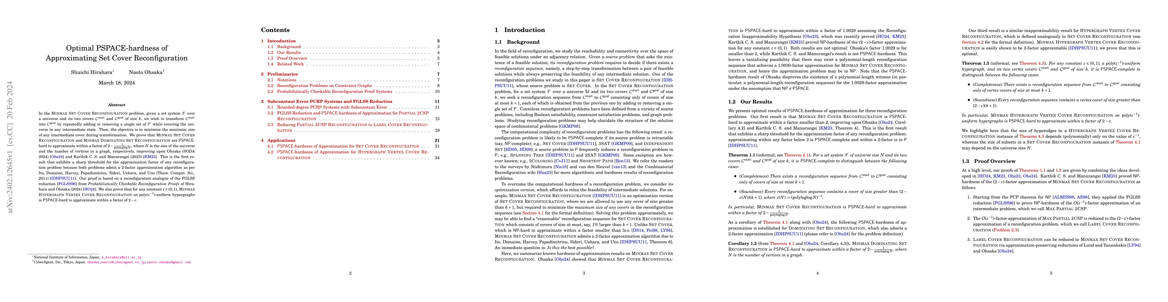 Thumbnail for Optimal PSPACE-hardness of Approximating Set Cover Reconfiguration