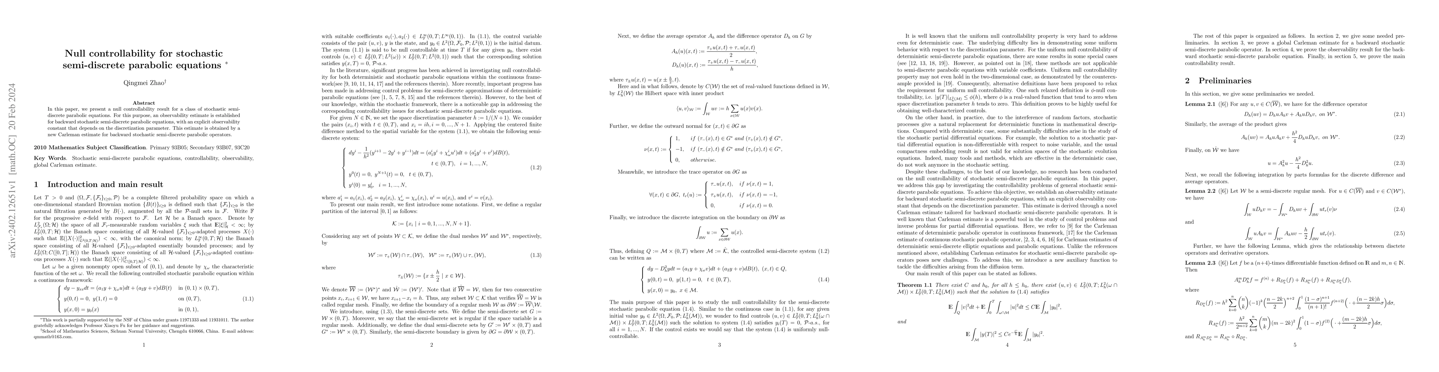 Thumbnail for Null controllability for stochastic semi-discrete parabolic equations