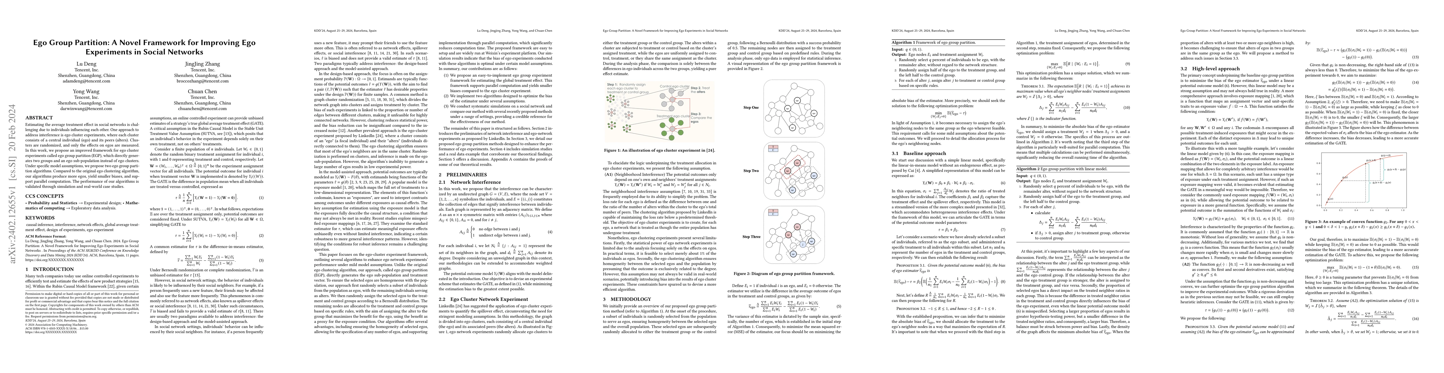 Thumbnail for Ego Group Partition: A Novel Framework for Improving Ego Experiments in
  Social Networks