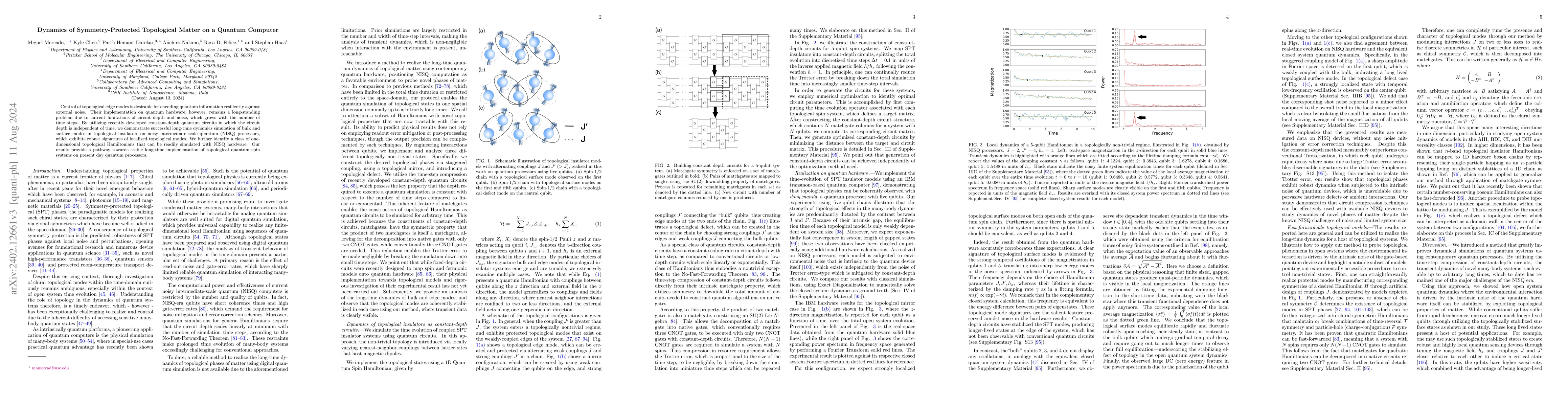 Thumbnail for Dynamics of Symmetry-Protected Topological Matter on a Quantum Computer