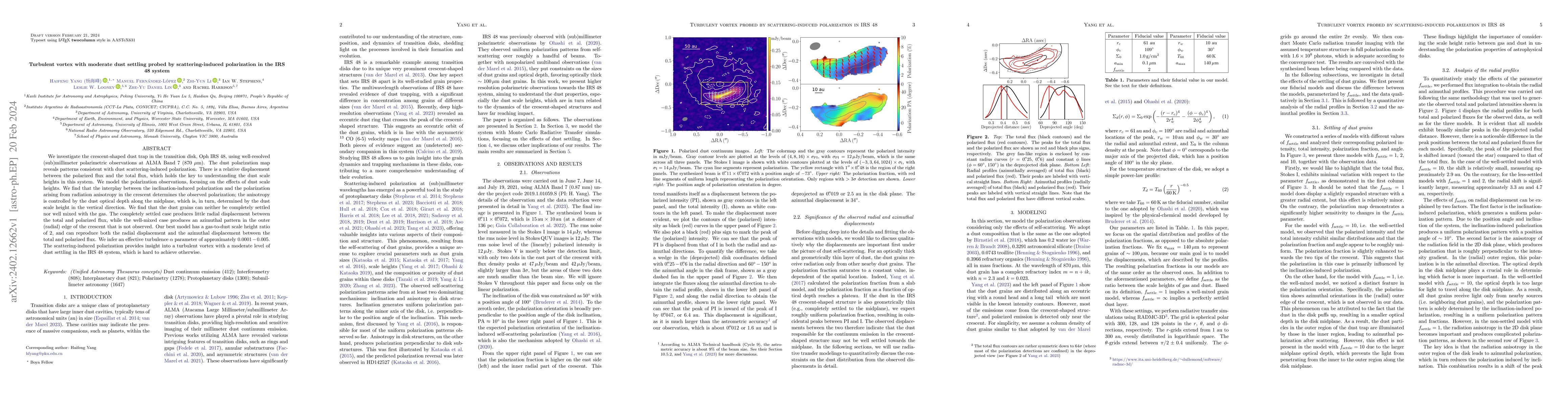 Thumbnail for Turbulent vortex with moderate dust settling probed by
  scattering-induced polarization in the IRS 48 system